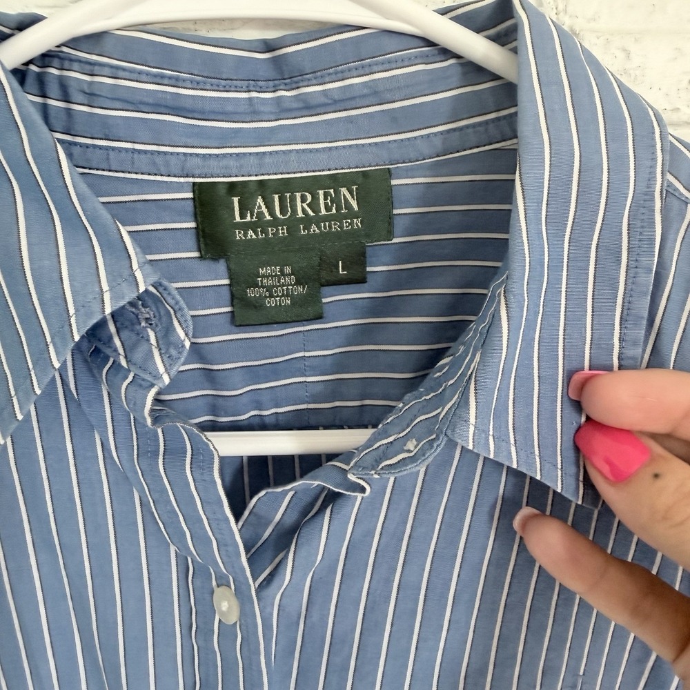Lauren‎ Ralph Lauren Shirt Mens Large Long Sleeve Button Front Stripes - Picture 3 of 4